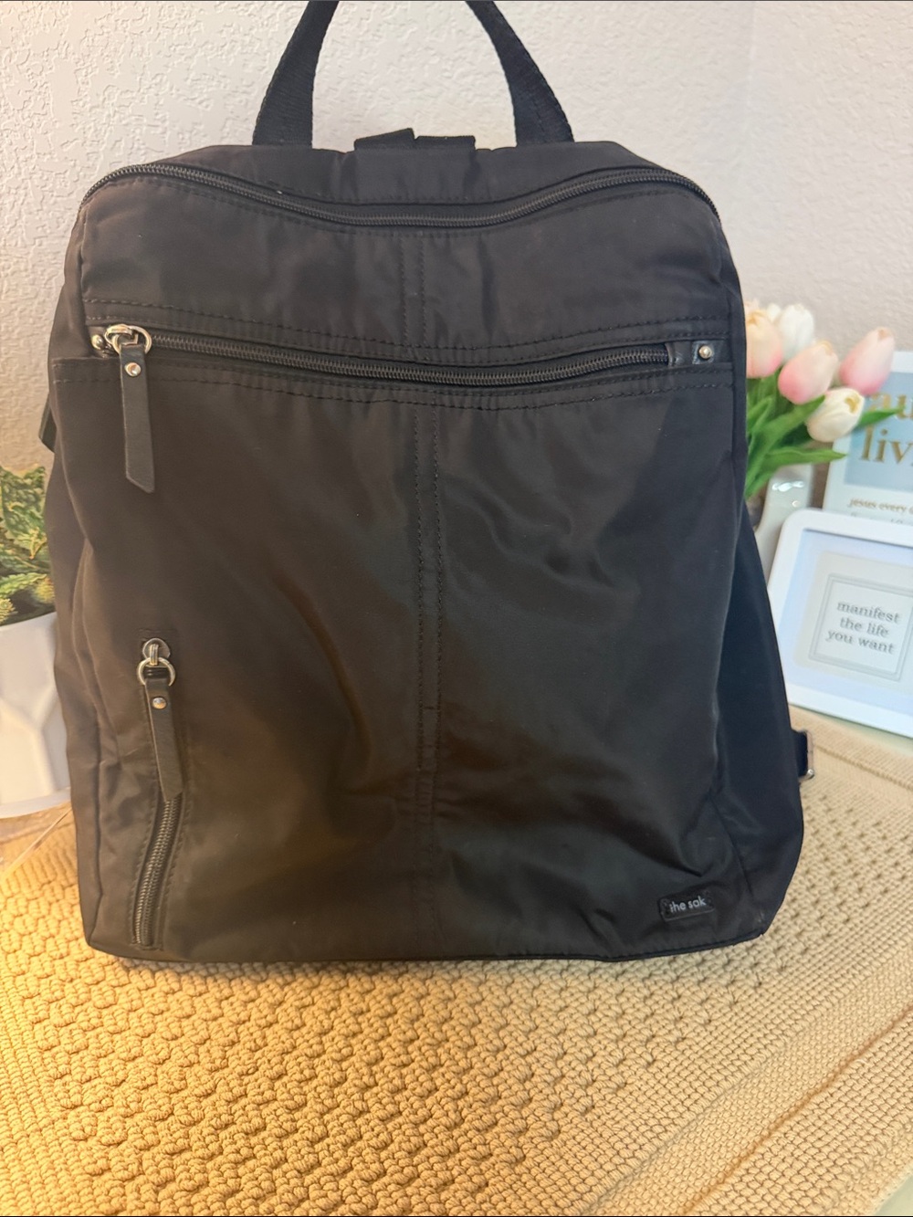 The Sak Black Nylon Compact Backpack